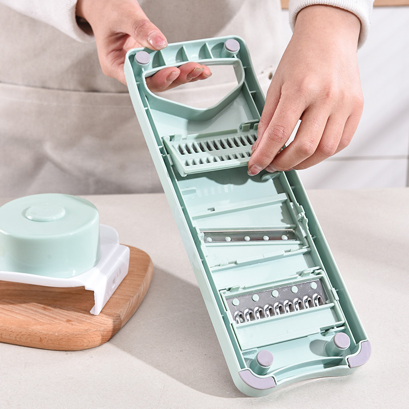 Ds-5212A Kitchen Slicer with Double-Layer Large-Capacity Drain Basket 3 PCS Stainless Steel Blades Vegetable Chopper