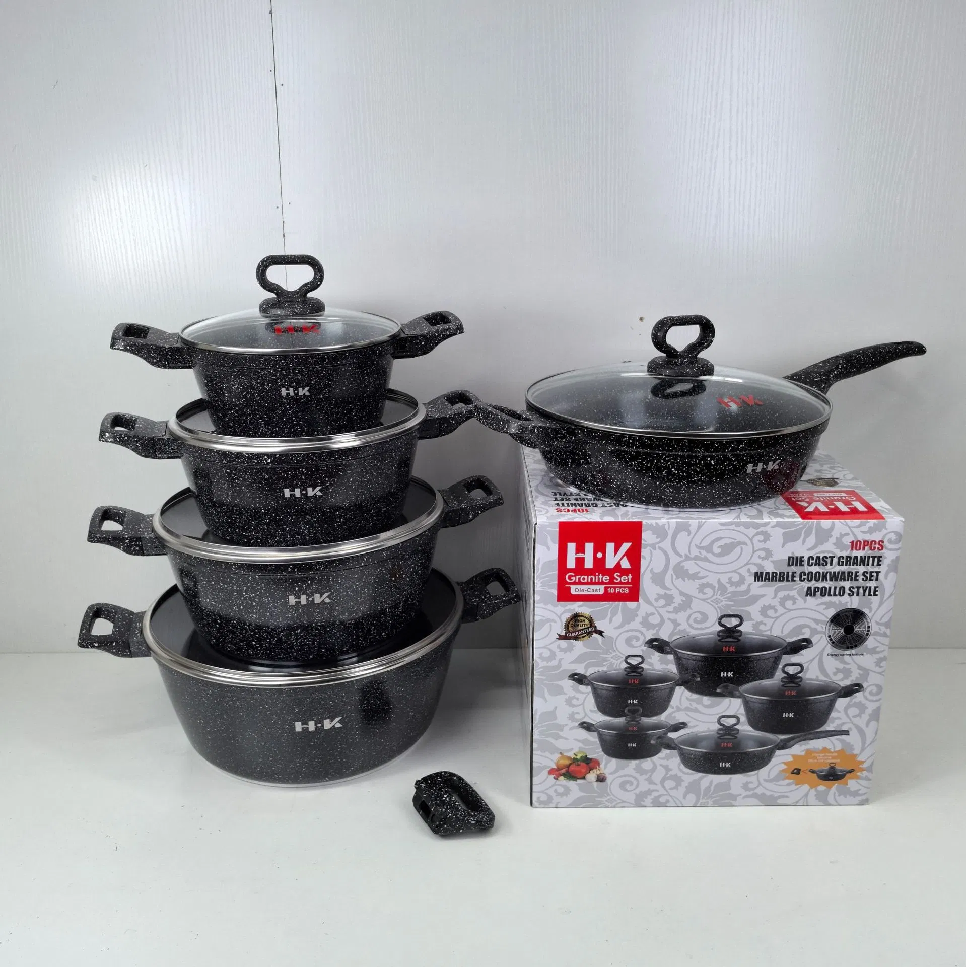 10 PCS Pots Nonstick Cookware Sets Granite Induction Frying Pans Saucepans Non Stick Cooking Pot