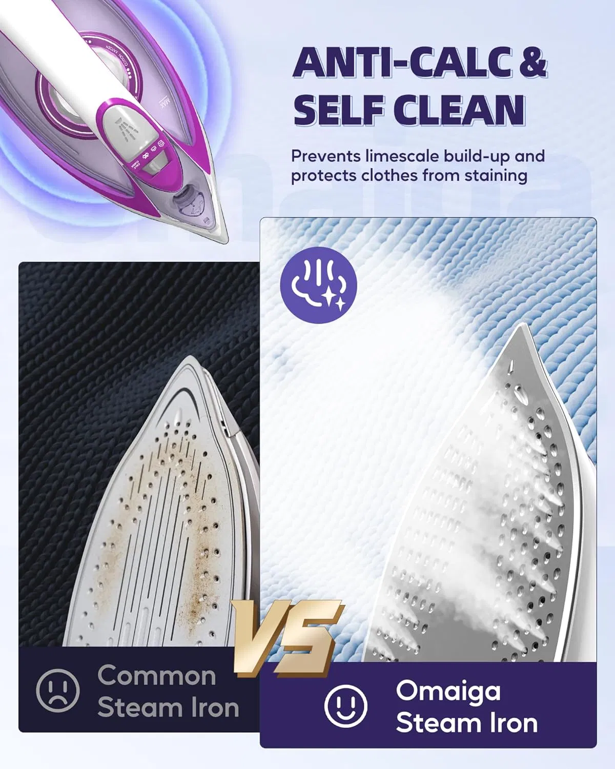Innovative Steam Iron, Nonstick Plate, Lightweight, Perfect for Travel