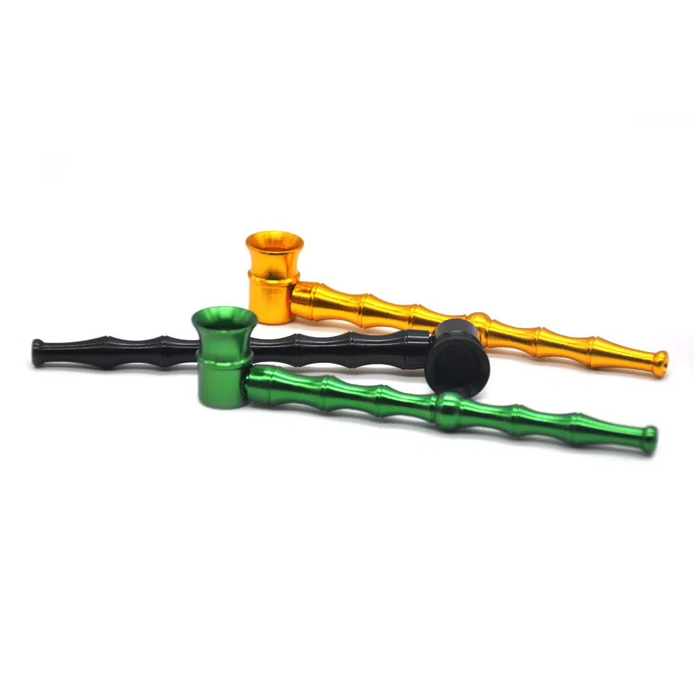 Cigarettes Tobacco Pipe Cigar Handmade with Metal Bowl Cover Portable Lightweight Long Smoking Pipe