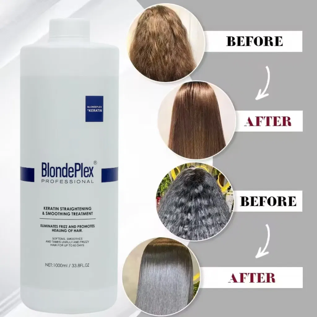 Professional Blondeplex Brand Salon Use Organic Brazilian Quality Keratin Straightening Smoothing Pure Keratin 1000ml