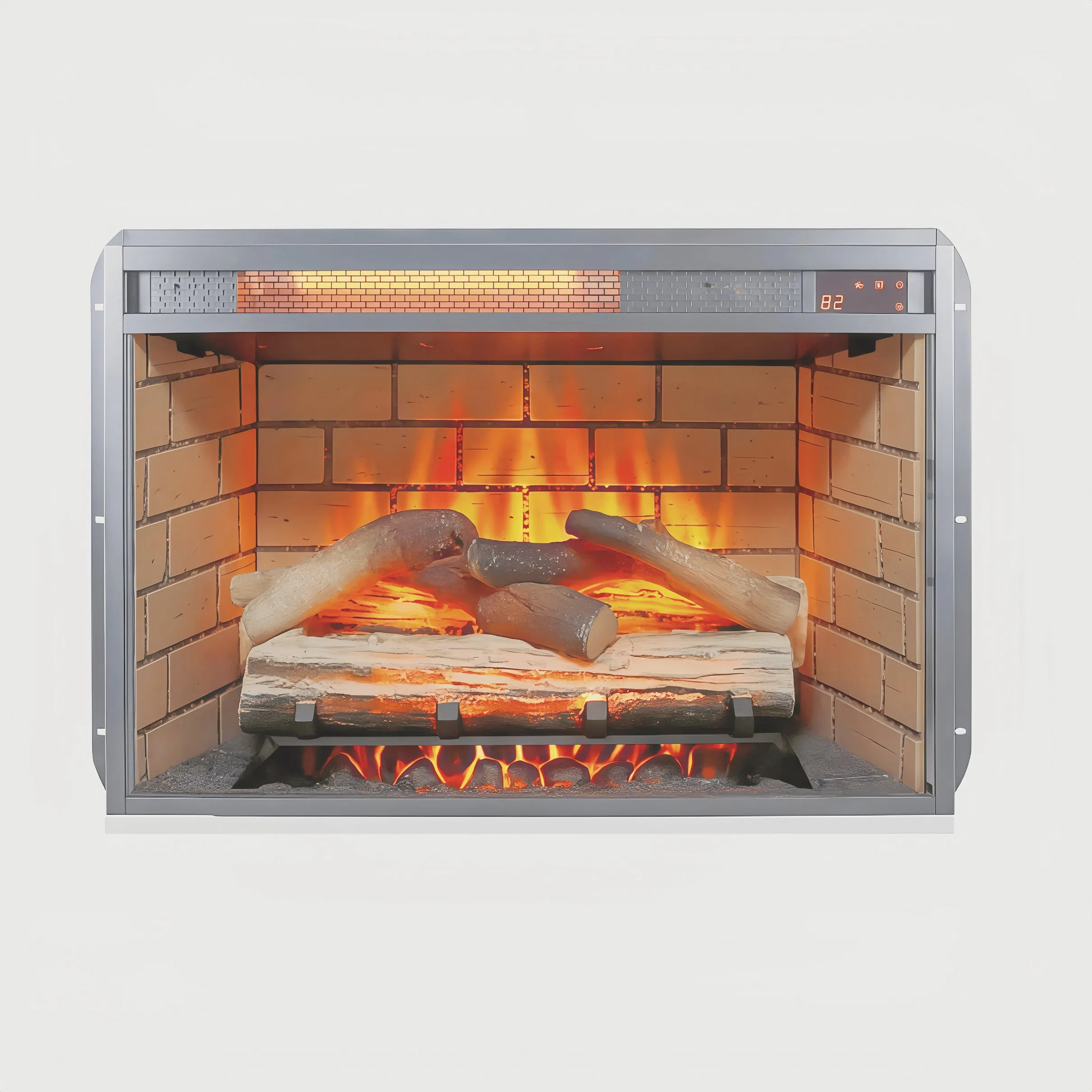 Electric Fireplace Heater with Realistic Flames, Adjustable Ember Bed, Remote Control
