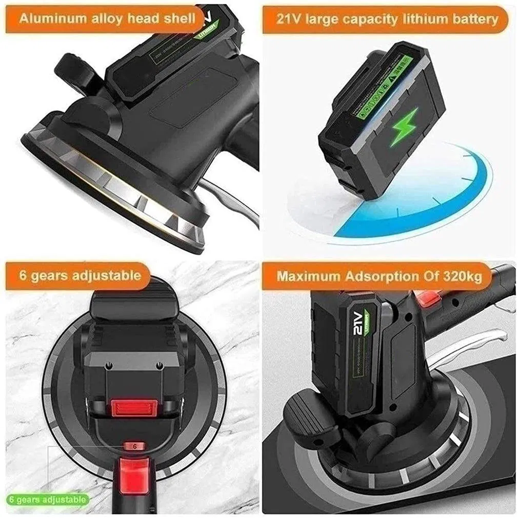 Cordless Tile Vibration Tool 21V Max Battery Portable Tiler Vibration Leveling Machine with 6 Adjustable Speed with Suction Cup
