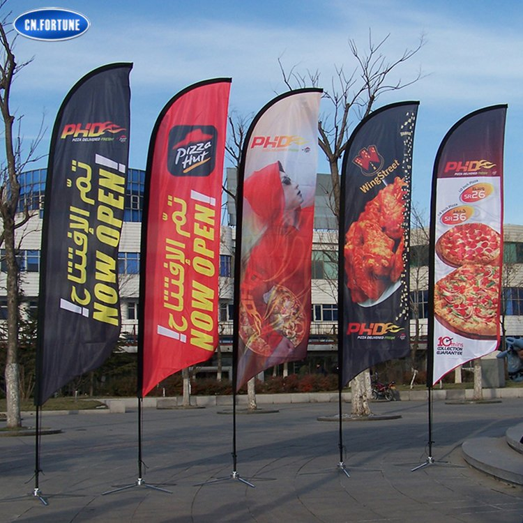 High Quality Knitted Polyester Customized Feather Shark Shaped Beach Flag