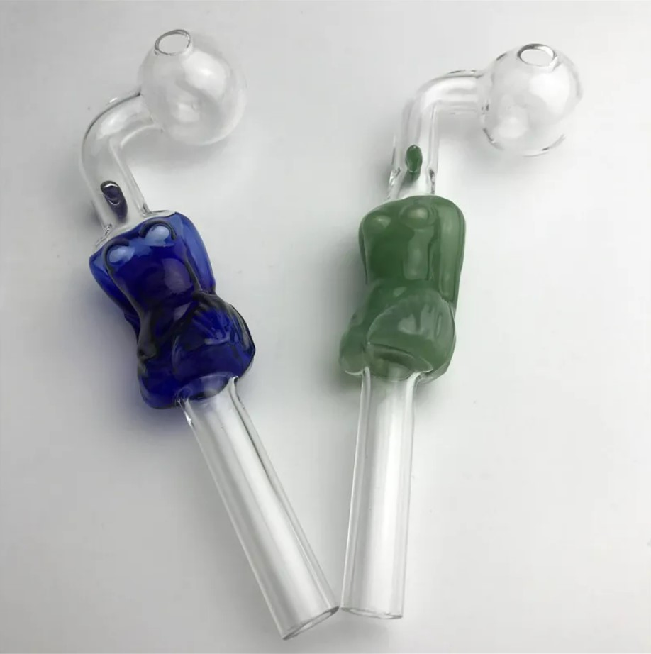 Glass Oil Burner Pipe with Blue Green Colorful Girl Model 6 Inch Curve Pyrex Oil Burner Hand Pipes