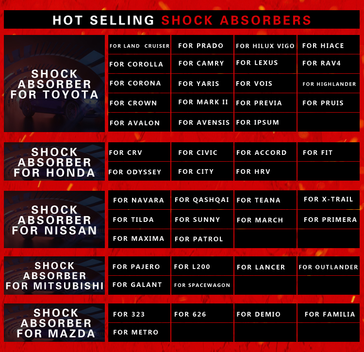 Toyota Corolla Nissan Sunny BMW Hyundai Kia Ford Mercedes Shock Absorber Set