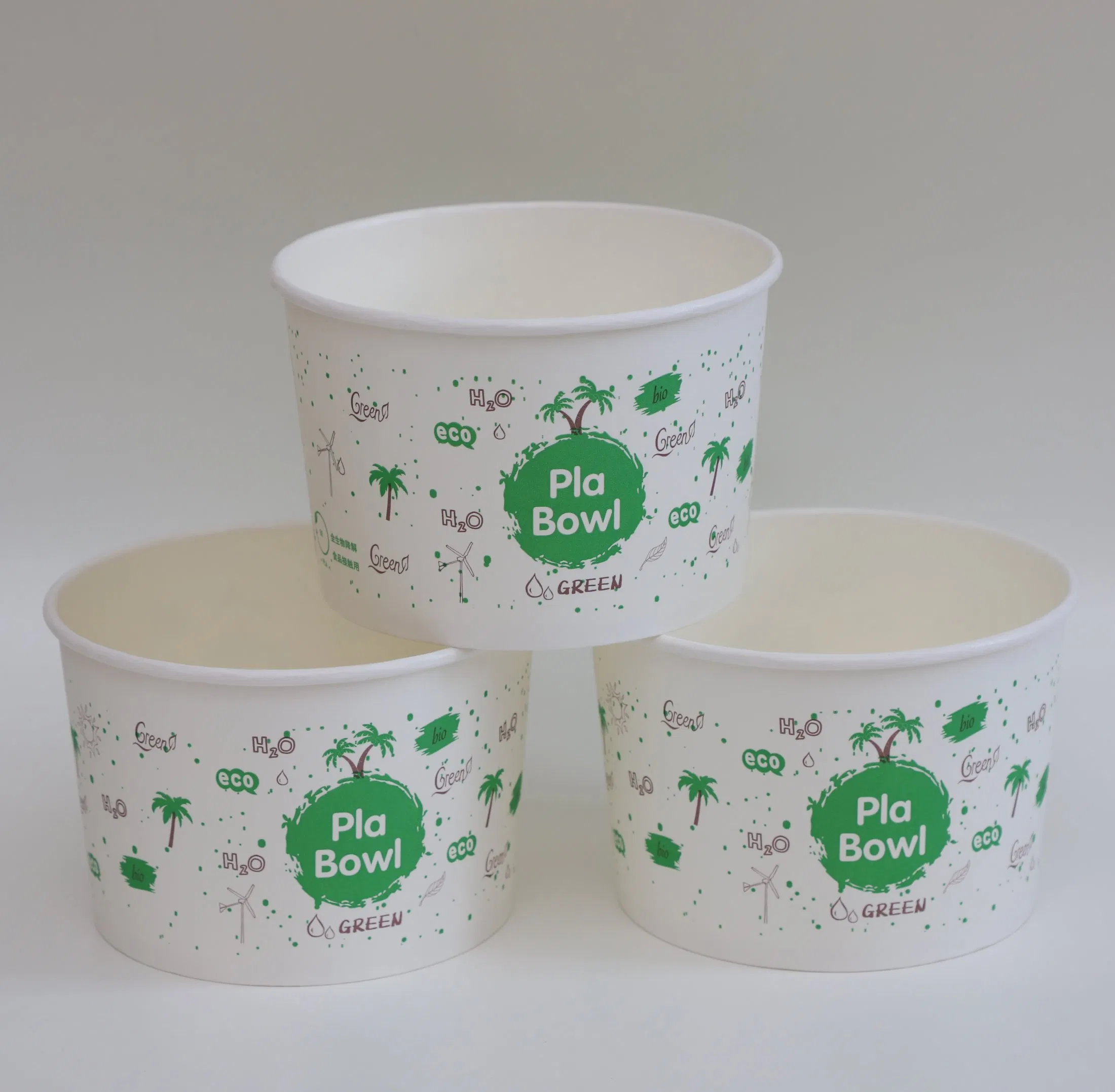 PLA 750ml Disposable Take Away Food Paper Packing Salad Bowl