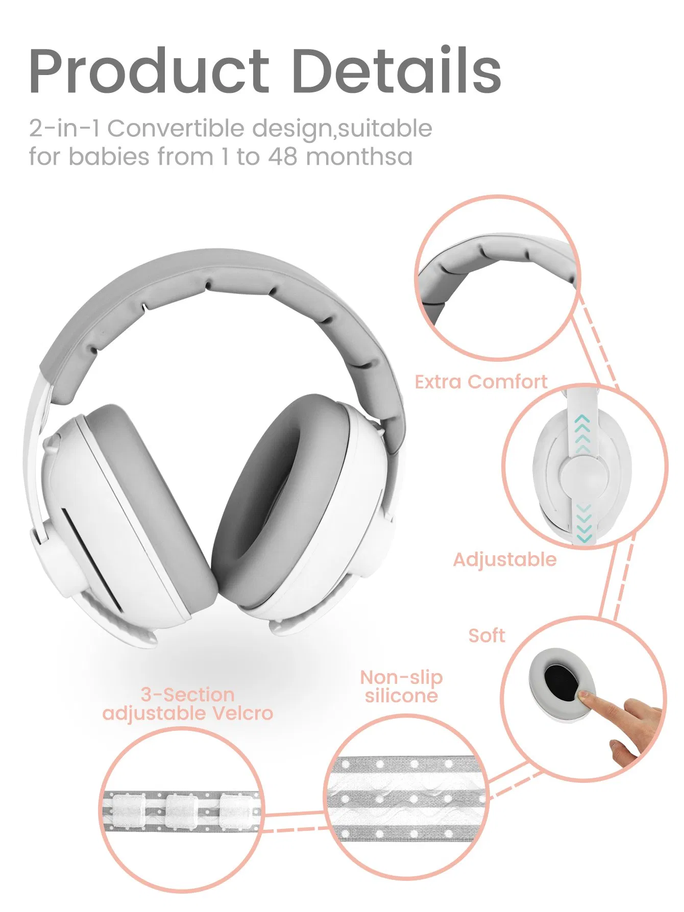 2-in-1 ABS Material Kids & Baby Protective Earmuffs-Safety Hearing Protection Earmuffs for Sleep (Rainbow Pattern)