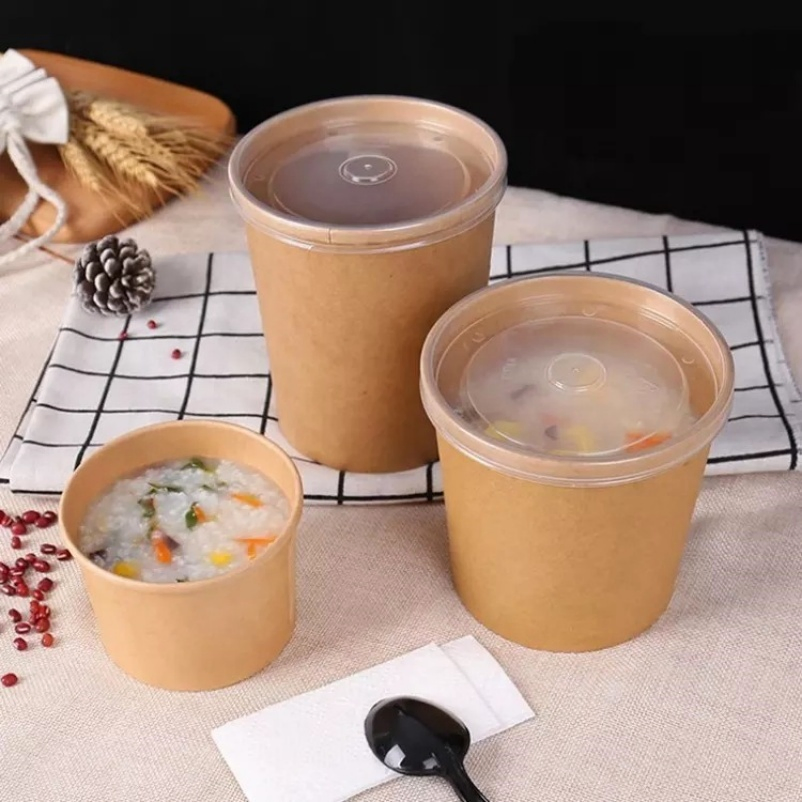 Непроливающийся бумажный стакан для супа и еды навынос