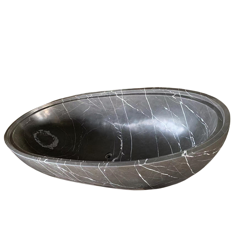 Pietra Grey Polished Oval Freestanding Custom Marble Bathtubs for Indoor Bathroom Decor