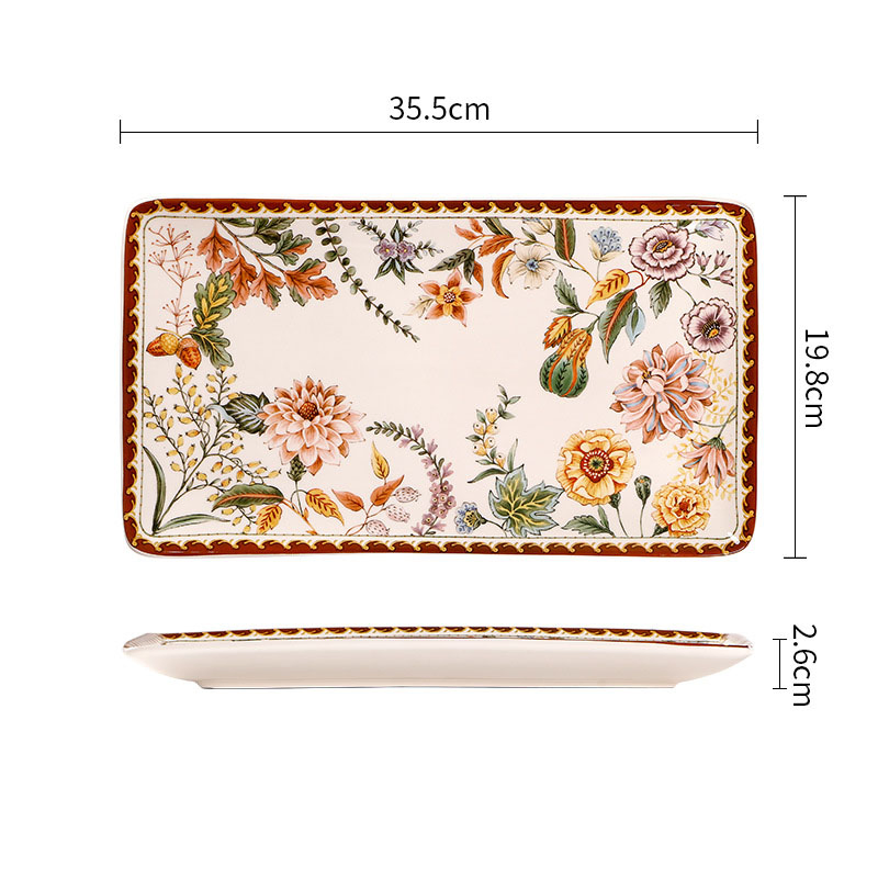 2024 New Hot French Ceramic Creative Retro Western Steak Large Flat Plate