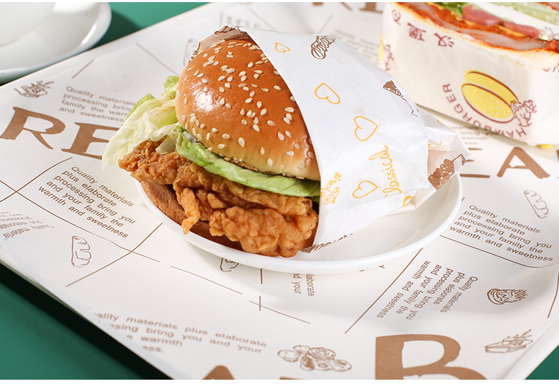 Eco-Friendly Grease Proofing Hamburger Wrapping Paper