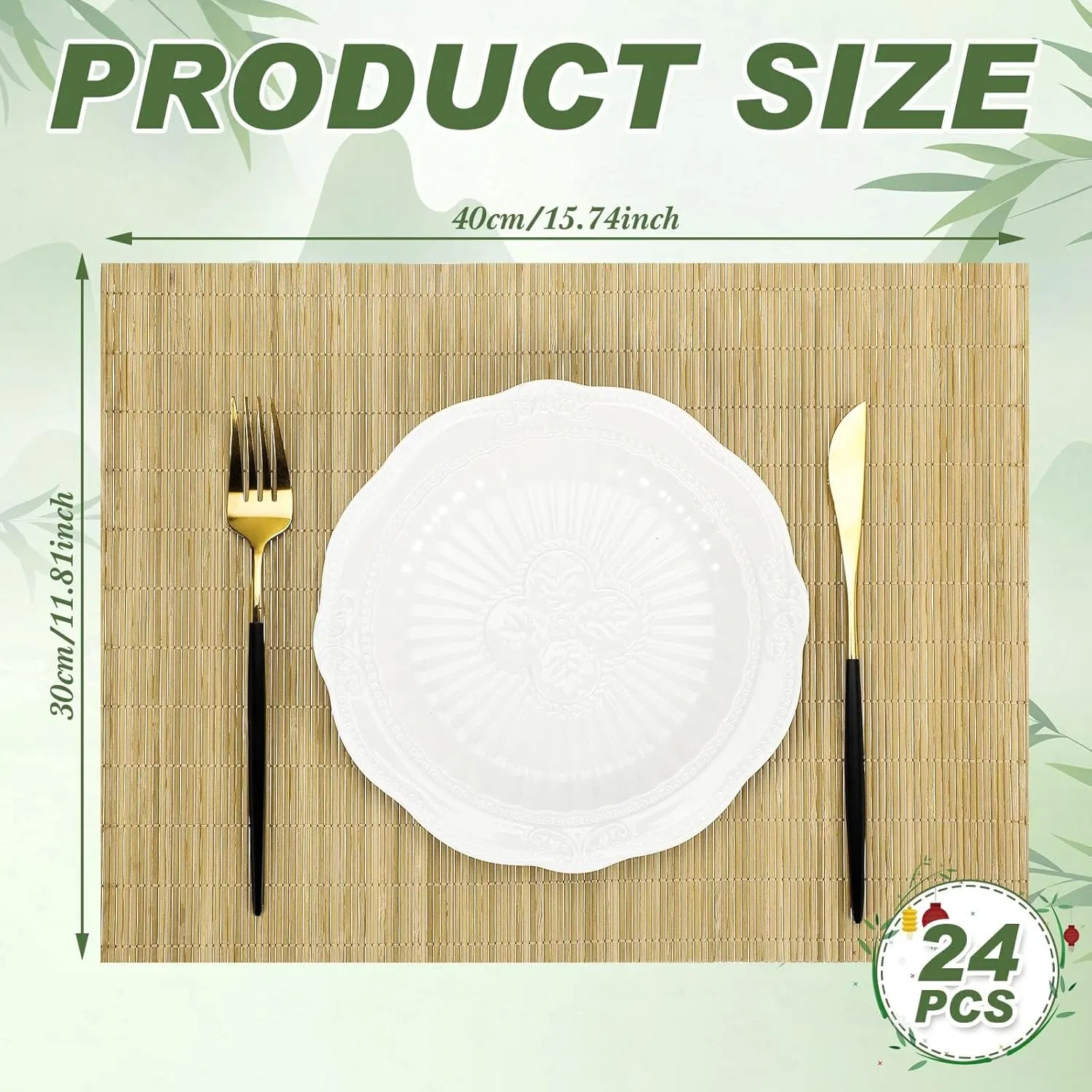 Natural Bamboo Placemat Heat Resistant Washable Table Mat Eco Friendly Dining Use