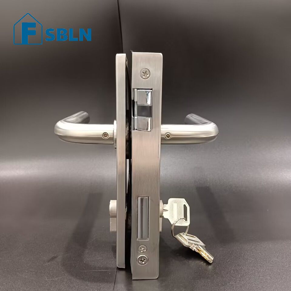 Bln Hot Sale Office Stainless Steel Swing Glass Door Lock Handle with Stain Finish