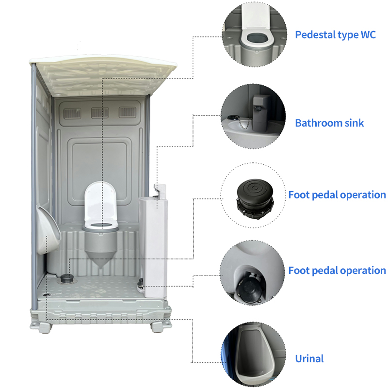 HDPE Portable Toilet with Sink Mobile Chemical Restroom for Camping and Festivals