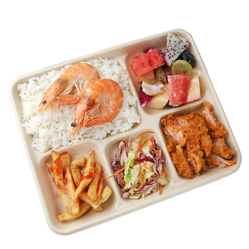 Disposable Lunch Fast Food Takeaway Food Container Biodegradable Cornstarch Tray