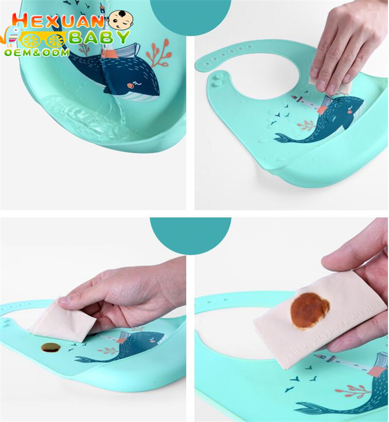 Many Design Soft Waterproof Baby Bowl Set Kids Silicone Placemats with Snap Button Closure Washable Baby Bibs with Pocket