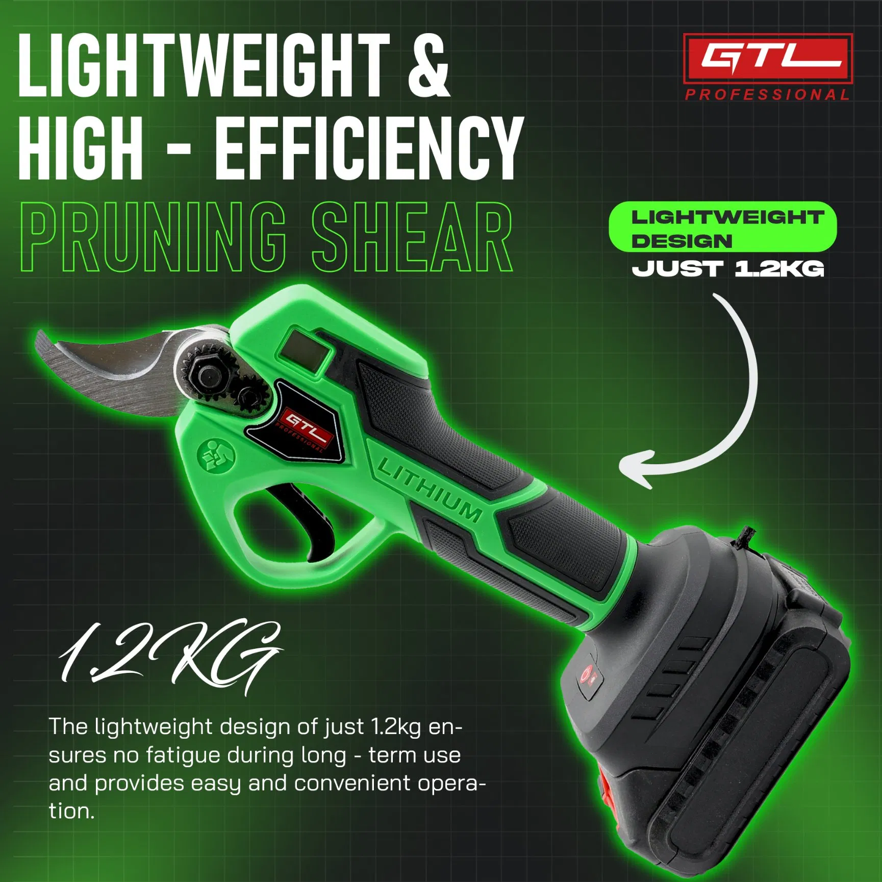 Cordless Power Pruner DC21V DIY Brushless Motor Pruning Shears for Garden (CDPS038-25)