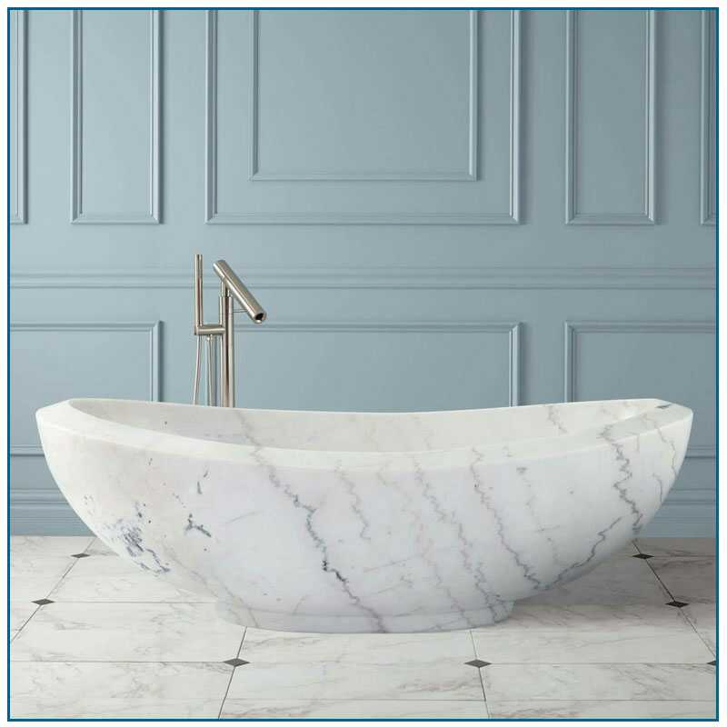 Oval Hand Made Custom Size Bathroom Black Marble Freestanding Bathtub