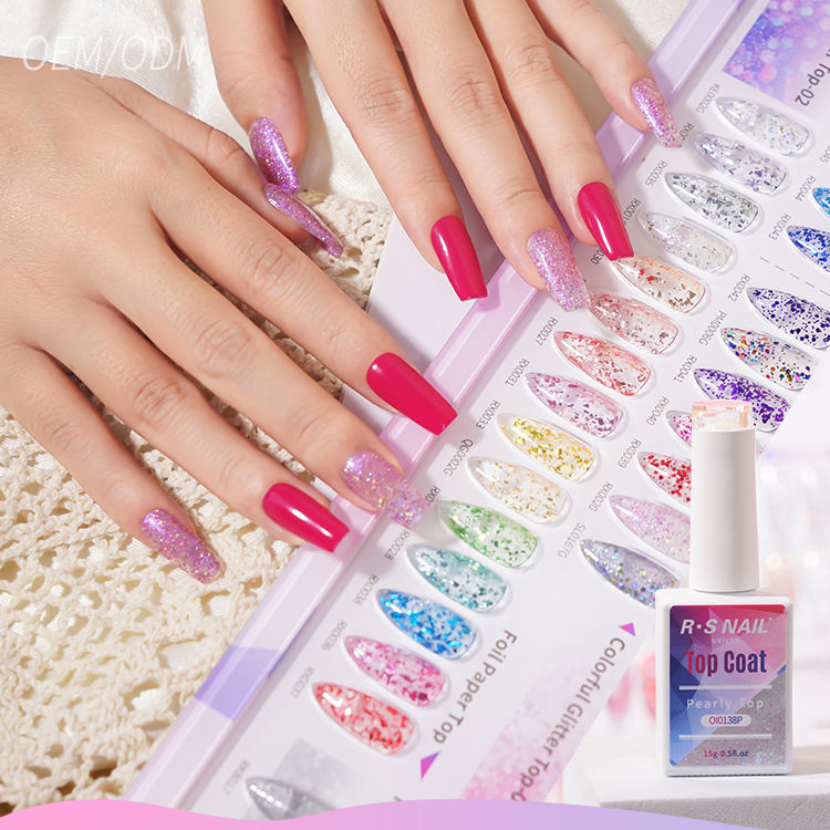 OEM Wholesales R S Gel Nail Polish Manufacturer Shine Non Wipe Top Coat UV Nail Gel Factory DIY Nai Beauty Cosmetic Salon