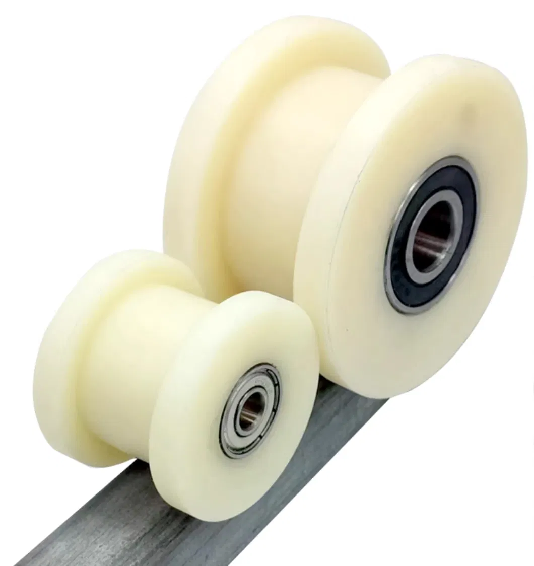 Nylon Roller Guide Track Wheel H Groove Steel Frame
