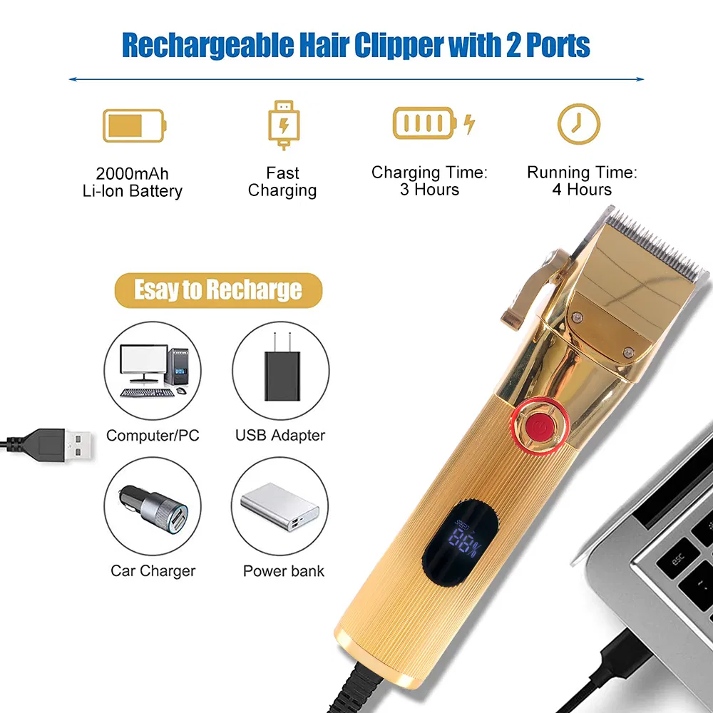 Electric Waterproof Rechargeable Proffessional Cordless Hair Clipper