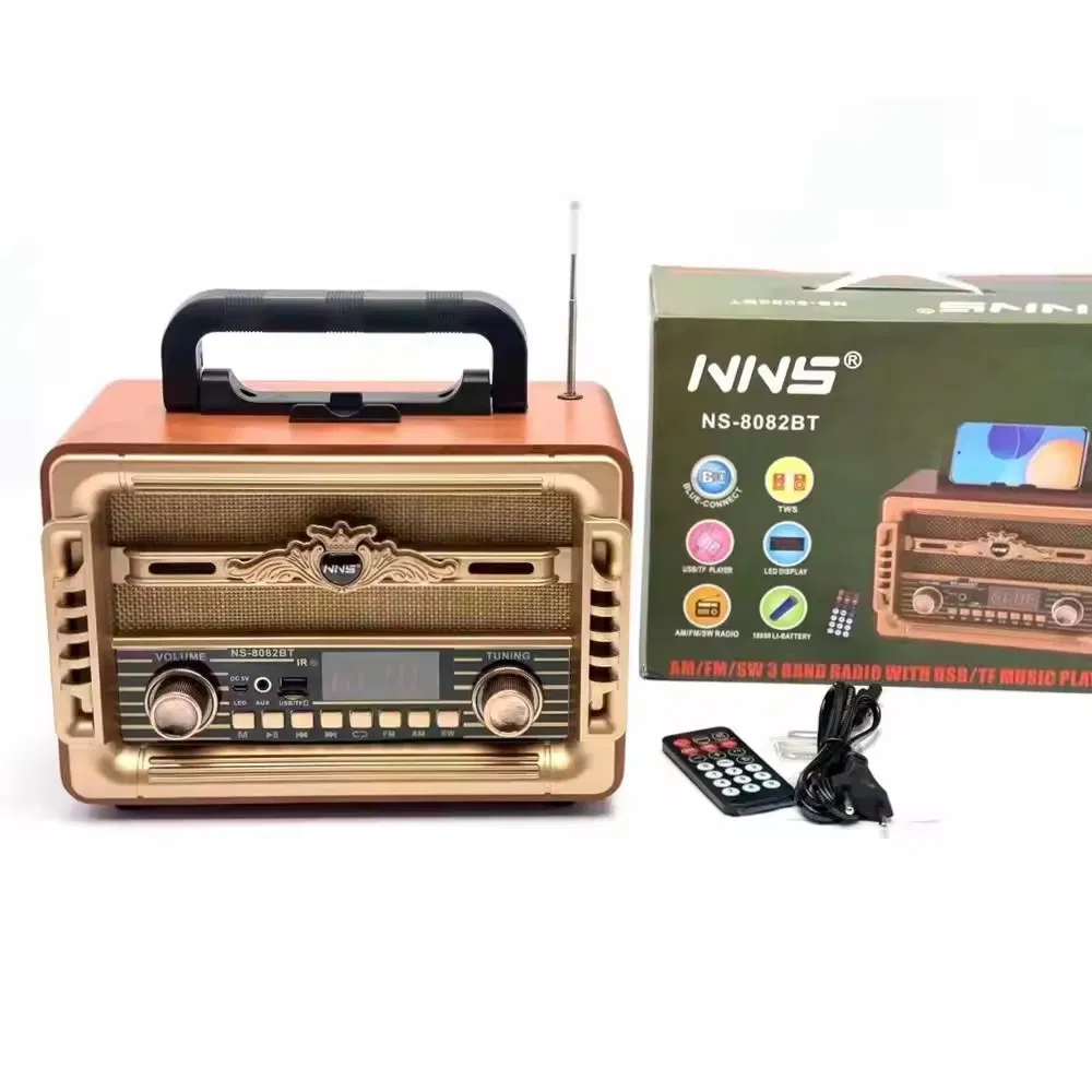 Ретро радио NS-8082BT с Bluetooth, деревянный корпус