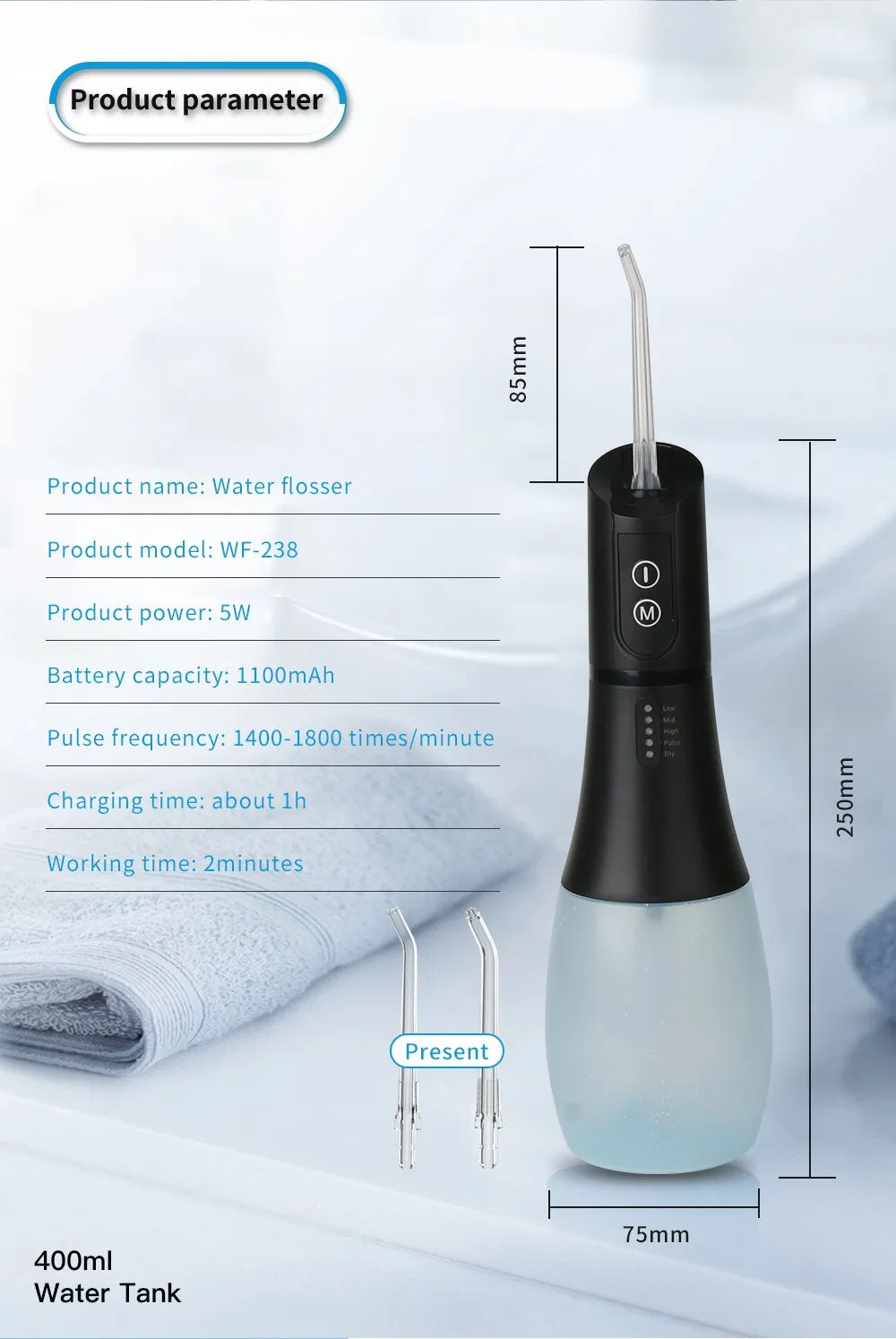 Portable Travel Oral Care Rechargeable Water Flosser