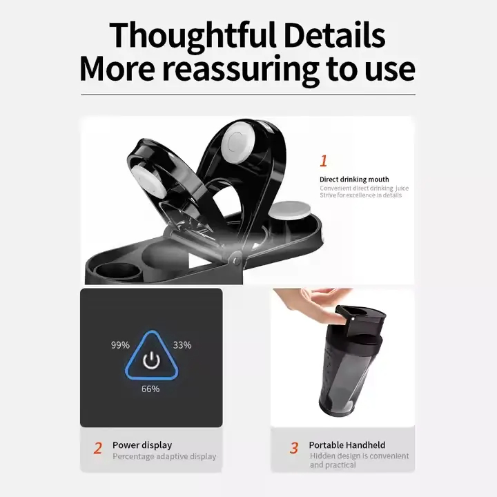 2025 New High Power 360W Rechargeable Juicer Blender Portable Blender Electric Smoothies Juicer Cup and Manual Protein Shaker