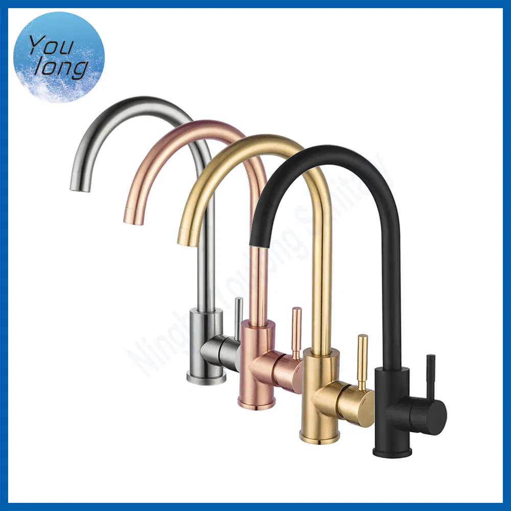 SS304 Hot and Cold Single Handle Kitchen Black Mixer Tap Cheap Faucet