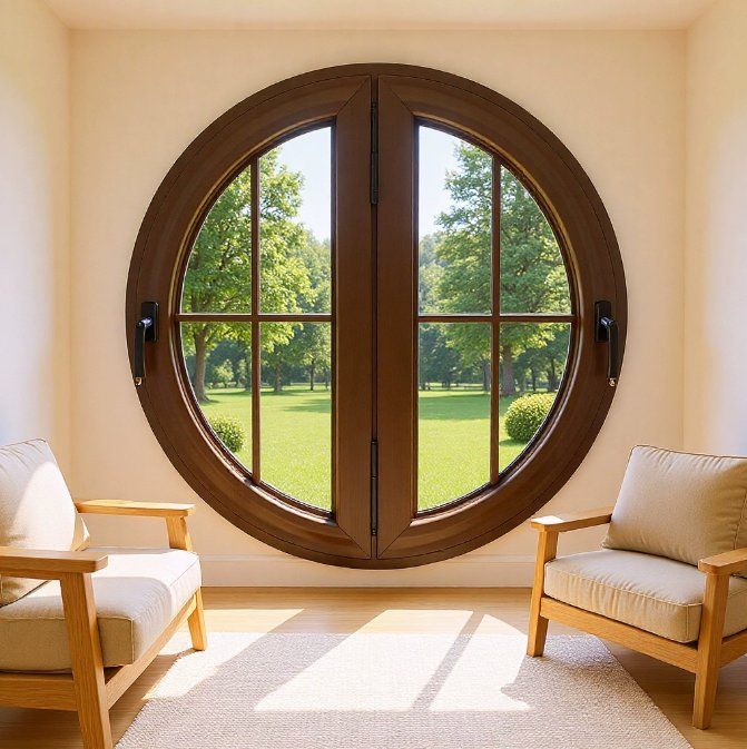Aluminum Round Casement Window Customized Good Wind Resistance High Strength Corrosion Resistance