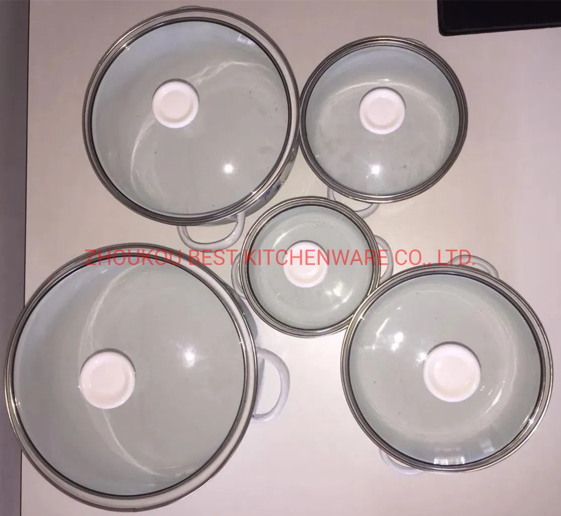 5PCS Enamelware Casserole Set with Glass Lid Factory Sales