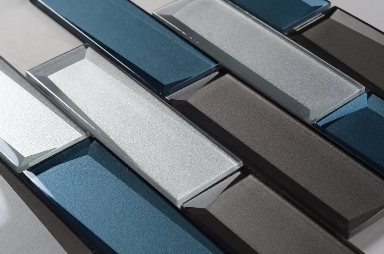 Bevel Edge Cold Spray Glass Subway Tile for Bathroom