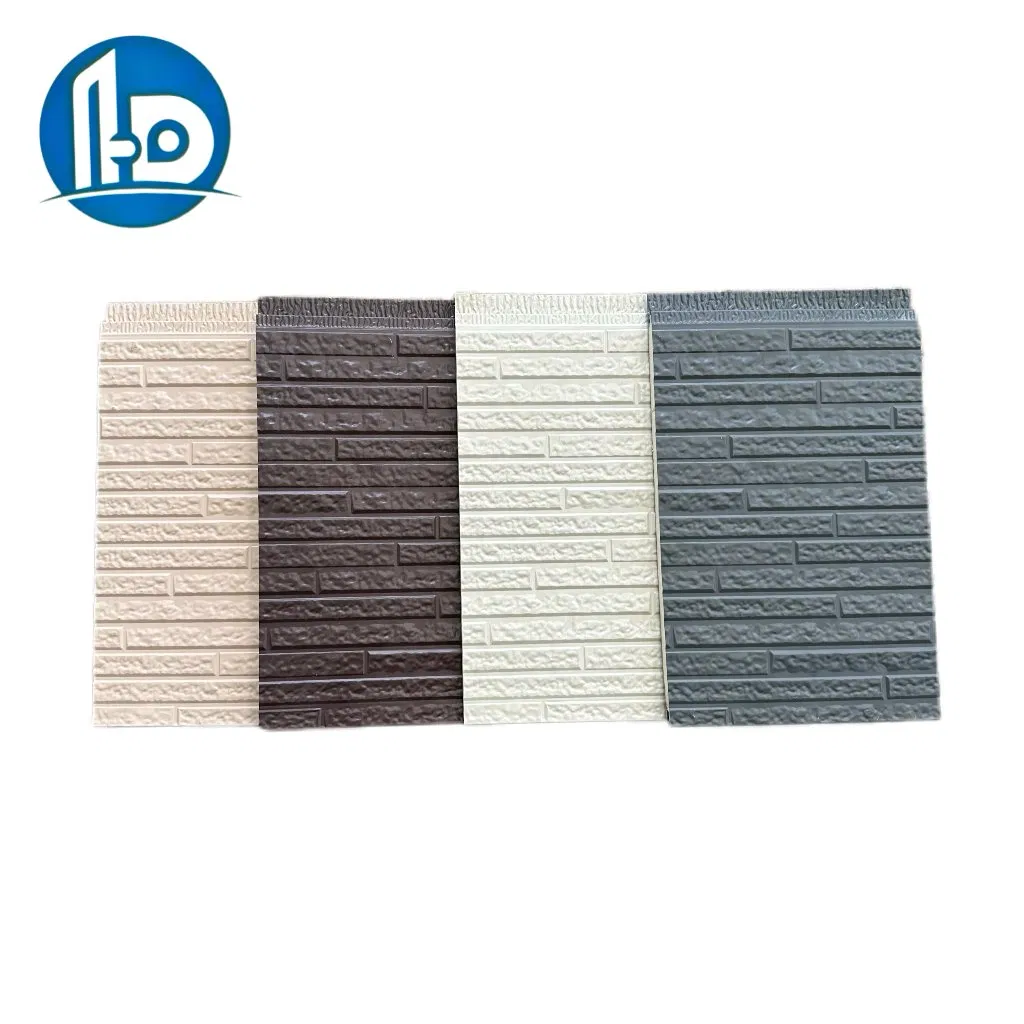 Insulation Polyurethane Foam Sandwich Panel Wood Grain Metal Exterior Wall Insulation Decorative Integrated Panel for Building with 16mm 25mm Thickness