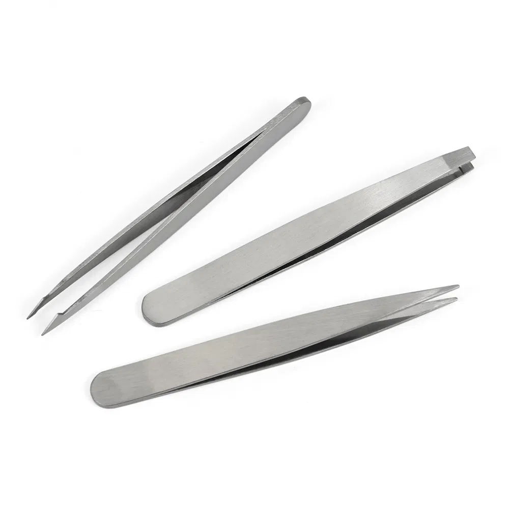 Stainless Steel Squared Lash Eyebrow Rounded Applicator Pointed Lashes Slanted Eyelash Extension Tweezers