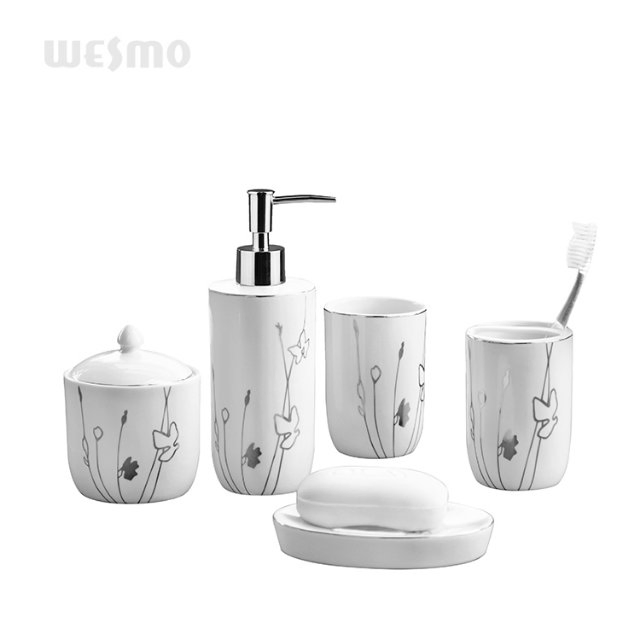 Platinum Decal Porcelain Bathroom Set