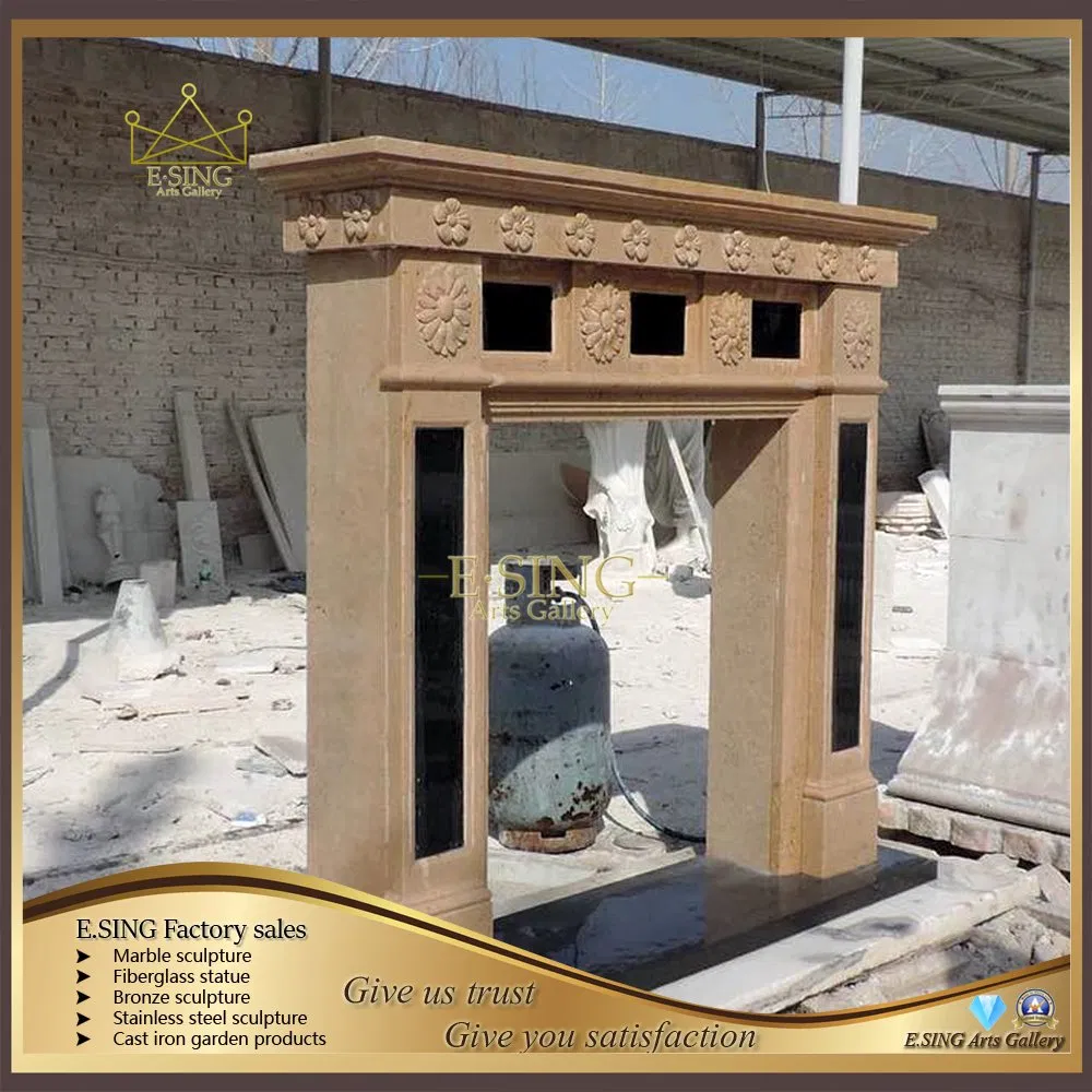 High Quality Hand Carved Mix Marble Fireplace