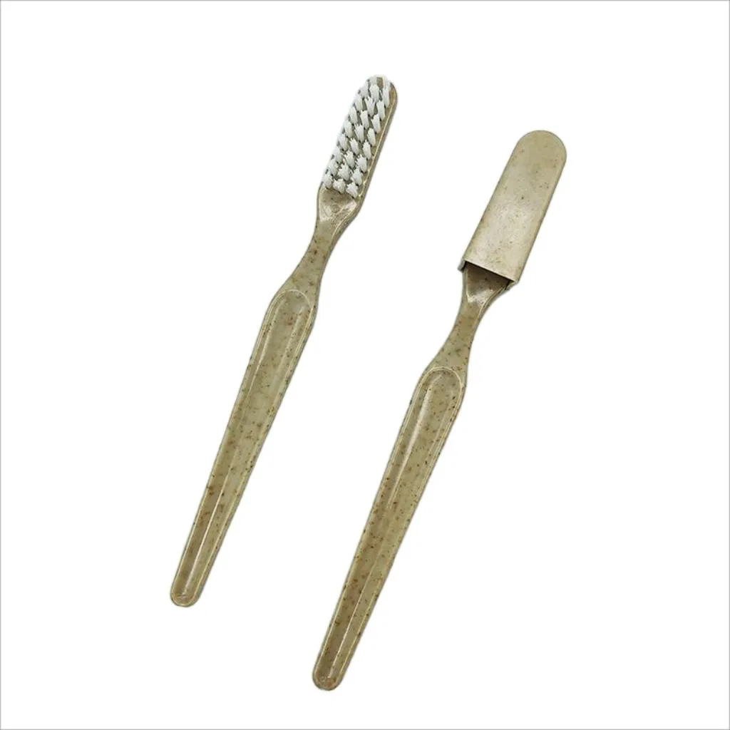 Custom Wheat Straw Soft Bristles Eco-Friendly Disposable Portable Hotel Toothbrush