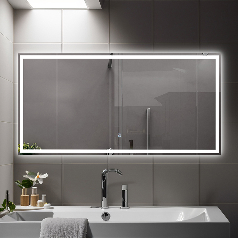 Hotel Popular Bath Ltra Slim Frameless LED Illuminated Smart Glass Furniture Anti-Fog Makeup Mirror with Light