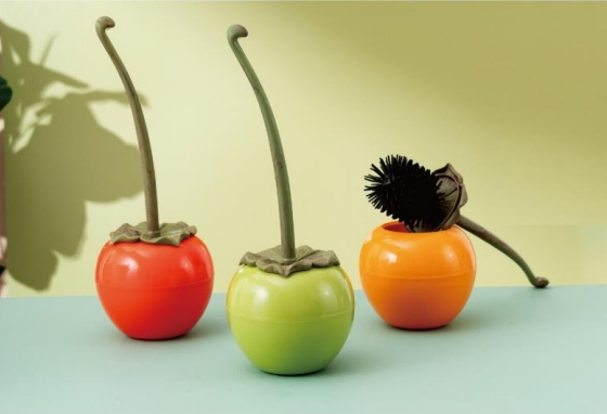Apple Cherry Shape Everyday Use Lovely Cleaning Plastic Toilet Brush with Long-Handle