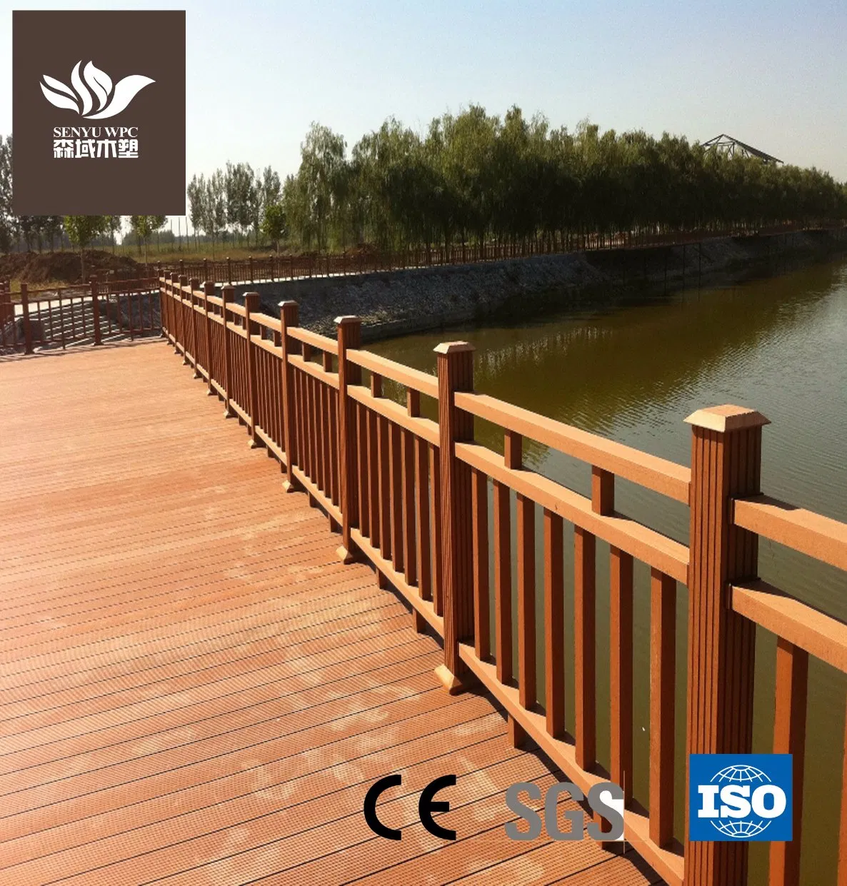 Outdoor Wood Plastic Composite Railing, Hollow Exterior WPC Top Rial WPC Fencing