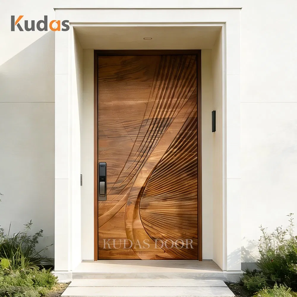 Luxury Solid Wood Pattern Outdoor Home Armored Wooden Security Anti-Theft Entrance Door