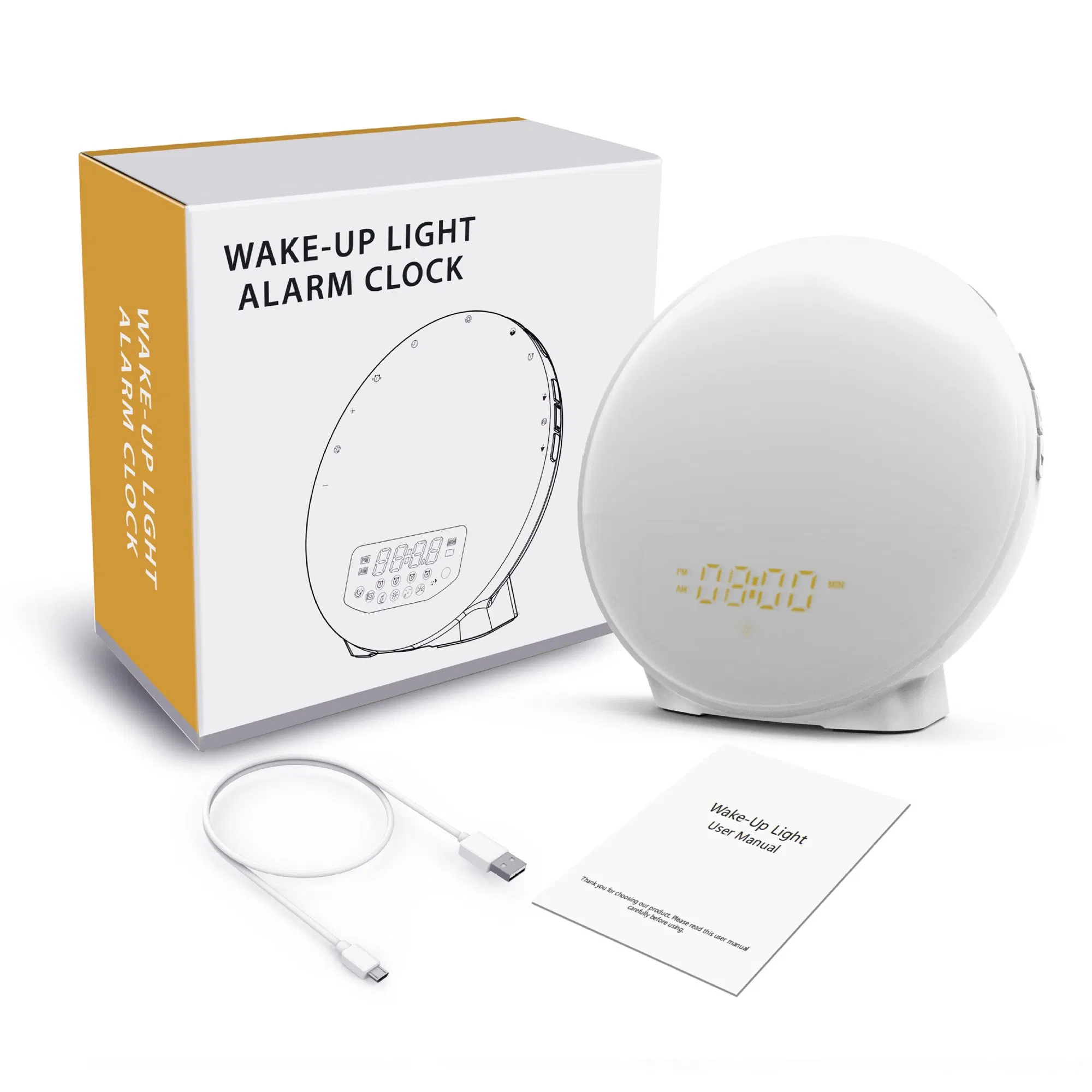 Wake-up Light Colored Sunrise and Sunset Simulation 5 Natural Sounds FM Radio Clock