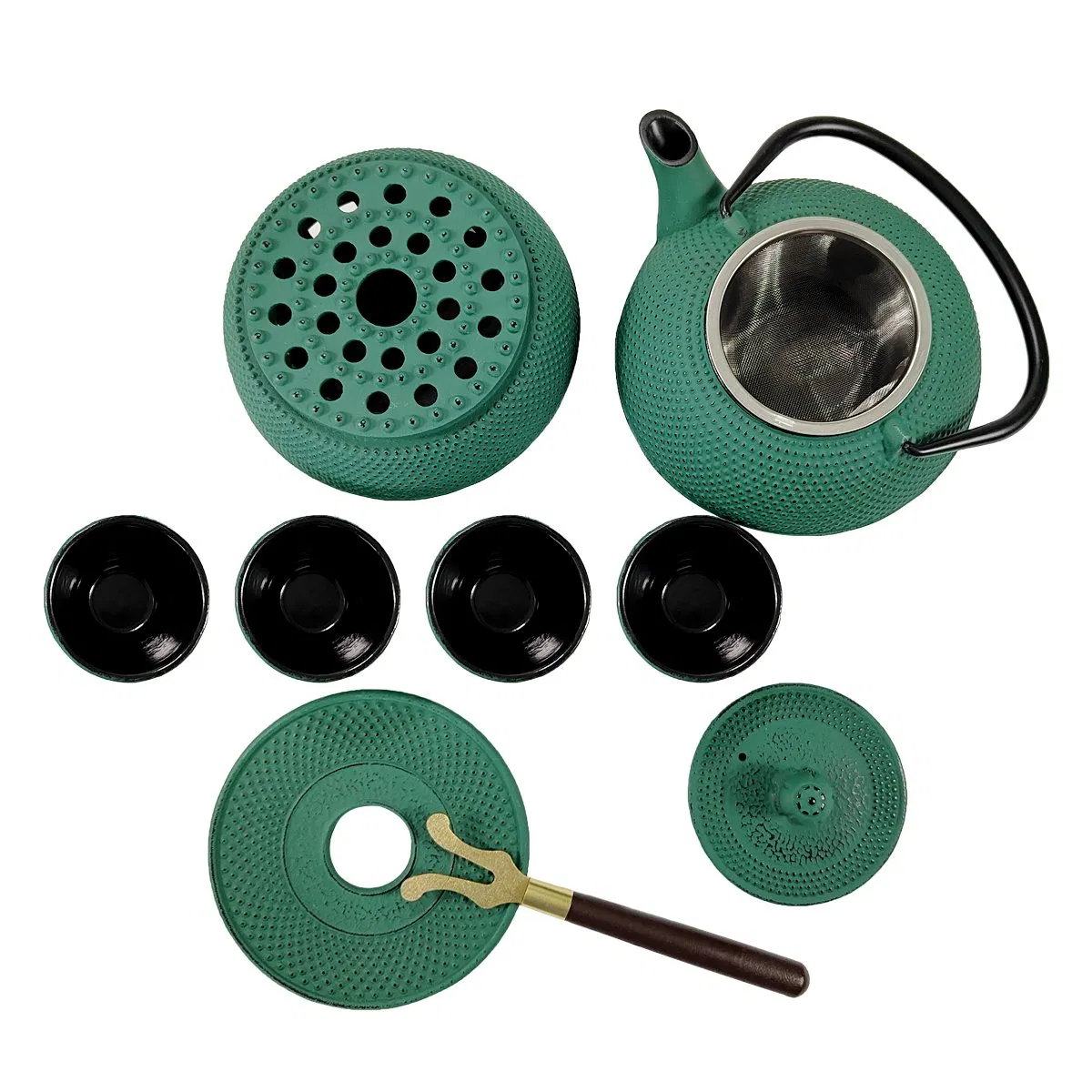 Cast Iron Teapot Set Water/Coffee Kettle with Cups