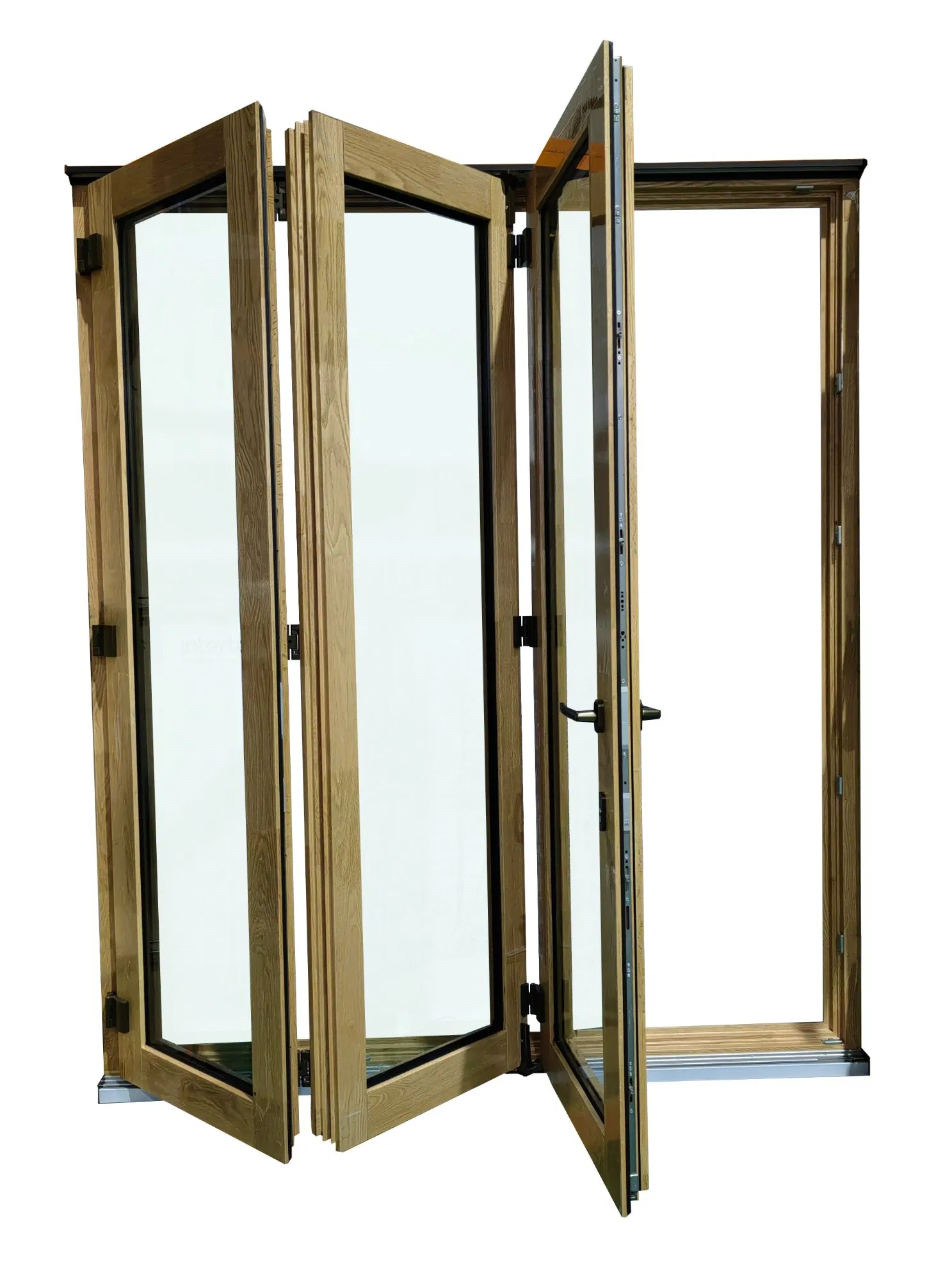Penjoy Energy Efficient Tempered Glass Custom Solid Wood Bi-Folding Door