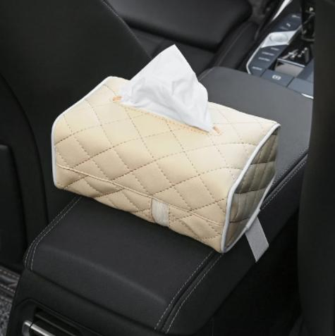Universal PU Leather Car Tissue Box Cover Sun Visor Chair Back Hanging Type Leather Tissue Box
