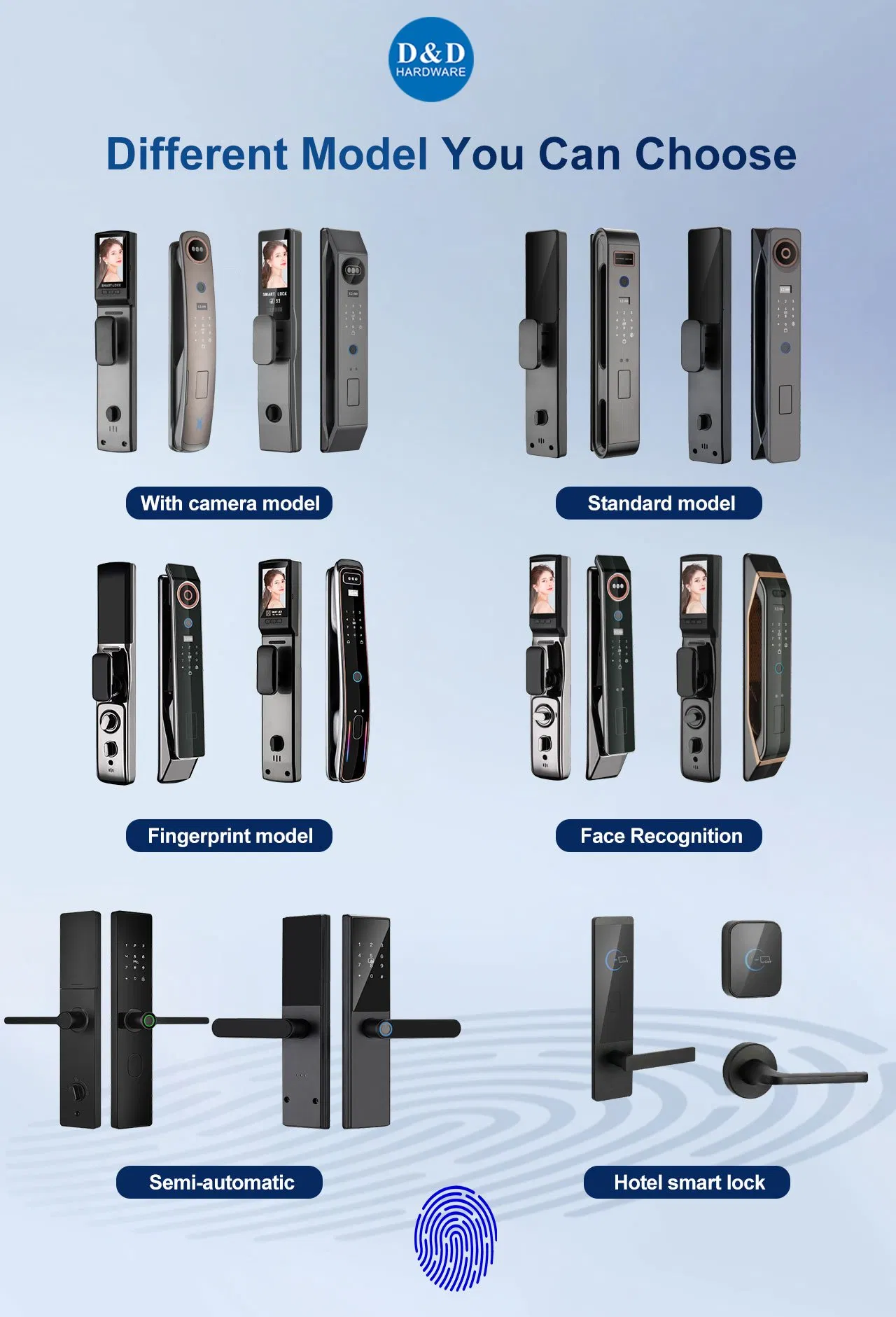 Smart Remotely Finger Print Security Doorbell Alarm Function Password Fingerprint Door Lock