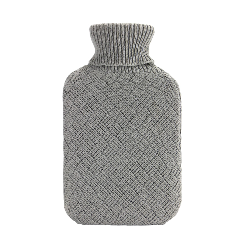 Wholesale Pure Color Polyester Knitted Ribbed Jacquard Cover for Rubber Hot Water Bottle