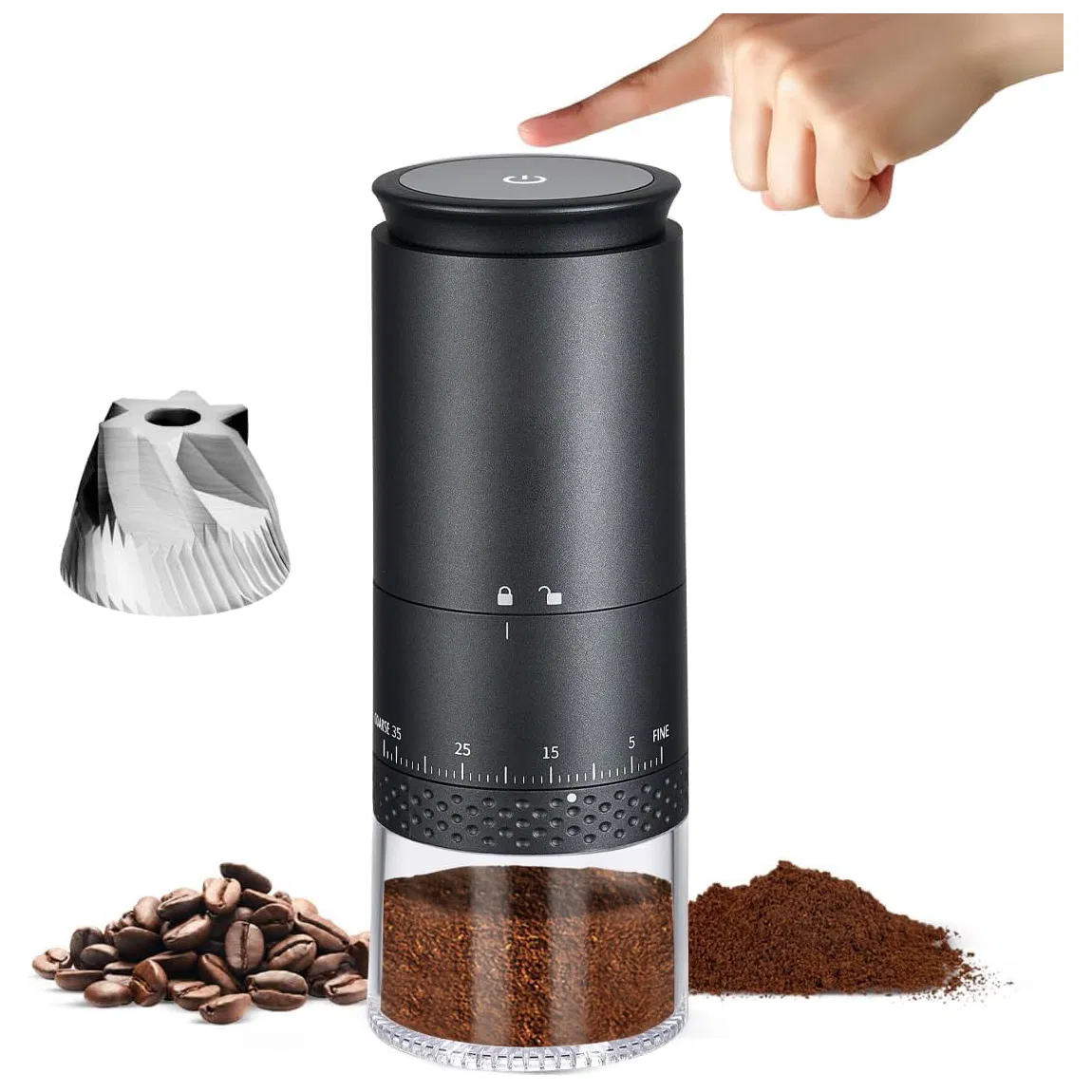 Portable Coffee Grinder with Stainless Steel Conical Mill for Travel, Camping