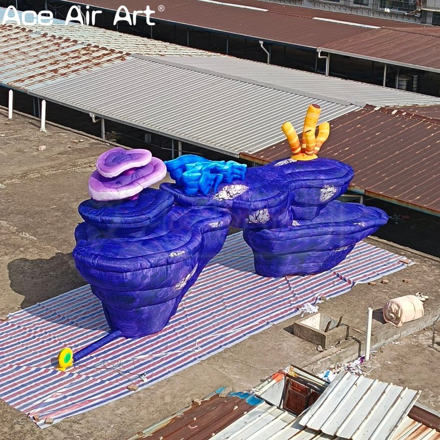 Giant Inflatable Underwater Coral Arch Decor Custom Purple Marine Themed Inflatable Archway with Colorful Coral